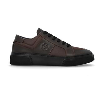 Giorgio Armani Sportschoenen met logo - Heren - Sneakers - Bruin - 40 EU - Leer - Schoenen