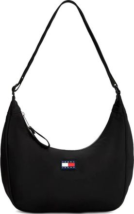 Tommy Hilfiger logo-patch half-moon bag - Black