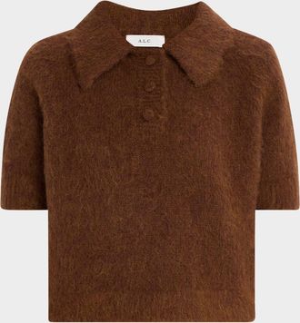 A.L.C. Gio Short-Sleeve Polo Sweater