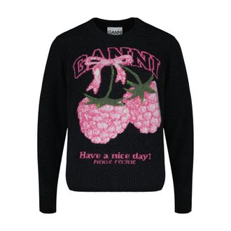 Ganni Wool Knit Sweatshirt - Black