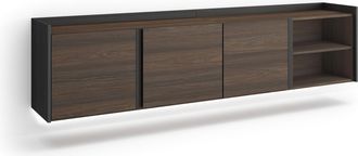 Skraut Home Skraut Home - Mueble Tv, Televisi&oacute;n, Muebles De Sal&oacute;n, Almacenaje, 207x35x50cm, Para Tv Hasta 80, Colgado, Suspendido, Led, Estilo Moderno, Roble Oscu
