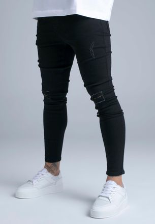 Siksilk Jeans SikSilk para Hombres Negros Desgastados Skinny 38