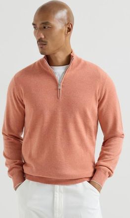Brunello Cucinelli Cashmere sweater with half zip in Apricot at Nordstrom, Size 52 It