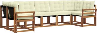 vidaXL Conjunto De Sof&aacute;s De Exterior 7 Uds. Natural Y Crema Vidaxl