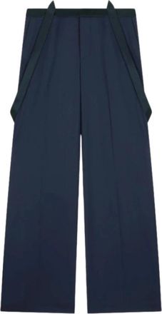 Dondup Tecla Wide Leg Chino - Dames - Wijde Broeken - Blauw - L - Wol - Broeken
