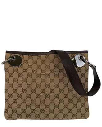 Gucci Gg Canvas Leather Shoulder Bag (Authentic Pre-Loved)