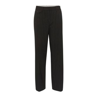 Karen by Simonsen Straight Trousers, female, Black, XS, Pinstripe Straight-Leg Trousers Meteorite