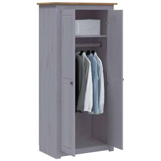 Berkfield Home Wardrobe Grey 80x50x171.5 cm Solid Pine Panama Range