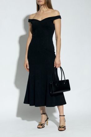 Self Portrait Tweed Dress With Straps, Womens, Black