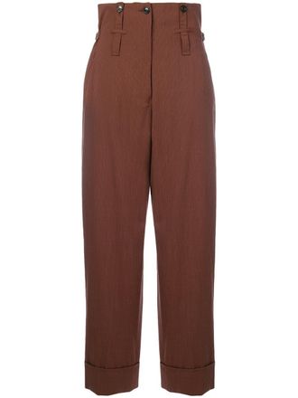 Jean Paul Gaultier high waist striped trousers - Brown