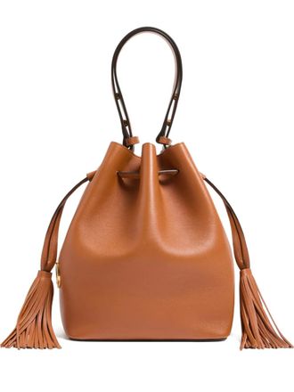 Valentino Garavani medium tassel logo bucket bag - women - Calf Leather - One Size - Brown