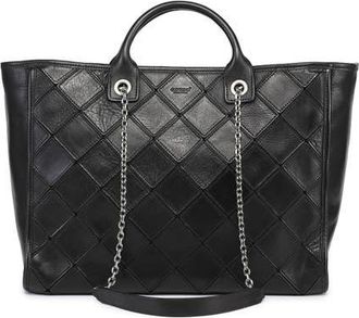 OLD TREND Mermaid Genuine Leather Oversized Carryall Tote in Black at Nordstrom