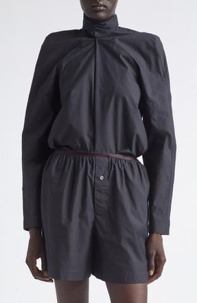 Christophe Lemaire Ascot Cotton & Silk Top in Squid Ink at Nordstrom, Size 40