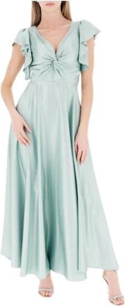 Rinascimento Lange Jersey Lurex Jurk - Dames - Maxi kleedjes - Blauw - M - Polyester - Kleedjes