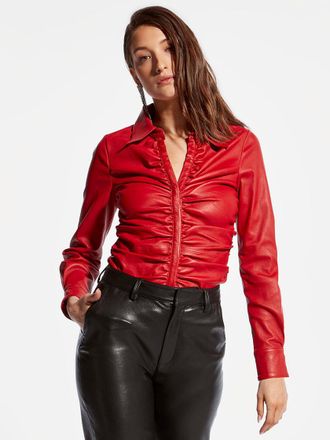 AS by DF Rouge Stretch Leather Blouse