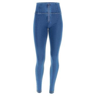 Freddy Leggings FREDDY Leggings WRUP1HC002ORG, Damen, Gr. XXL, EURO, blau (light blau jeans, gelb seams), Obermaterial: 84% Baumwolle CO. 16% Elasthan EL., H