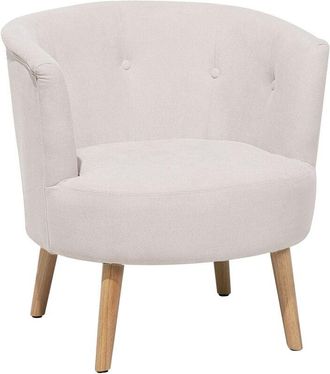 Beliani Sillón tapizado de tela blanco crema con respaldo bajo estilo retro sala de estar Odenzen