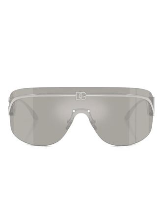 Dolce & Gabbana Eyewear logo-plaque shield sunglasses - Silver