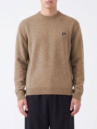 Maison Kitsun&eacute; Crewneck Wool Jumper with Chillax Fox Logo Patch