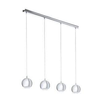 Loops Pendant Ceiling Light Colour Chrome Shade Clear Plastic Bulb GU10 4x3.3W