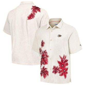 Tommy Bahama Mens Tommy Bahama Cream Kansas City Chiefs Hibiscus Camp Button-Up Shirt at Nordstrom, Size Small