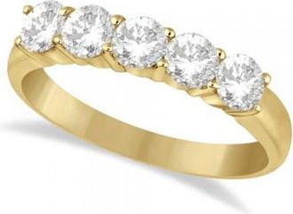 Allurez Five Stone Diamond Ring Anniversary Band 14k Yellow Gold (1.00ctw)