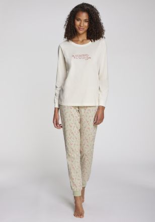 Lascana Pyjama LASCANA, Damen, Gr. 36/38, gr&uuml;n, gemustert, Single Jersey, Obermaterial: 100% Baumwolle, gemustert, bequem lang, Rundhals, B&uuml;ndchen, Homewear-S