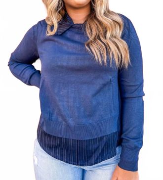 Current Air Illusion Crisp Collared Sweatshirt In Navy