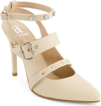 Andrea Womens Ankle Strap Stiletto Heels In Beige