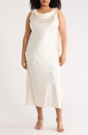 Renee C Cowl Neck Satin Maxi Dress in Light Butter at Nordstrom Rack, Size 1X