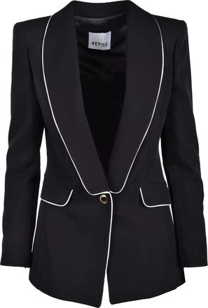 Revise Black Piping Polyester-Blend Blazer