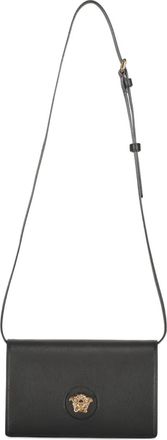 Versace logo leather mini bag - women - Calf Leather - One Size - Black