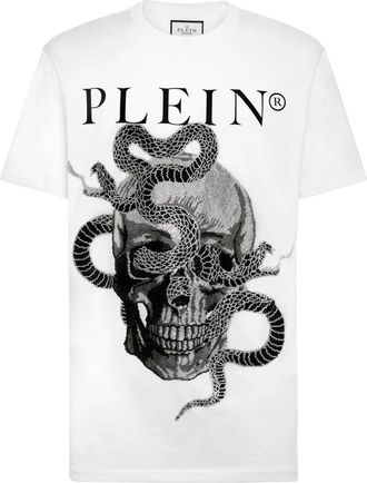 Philipp Plein T-shirt met ronde hals - Heren - T-shirts - Wit - 5XL - Katoen - Tops