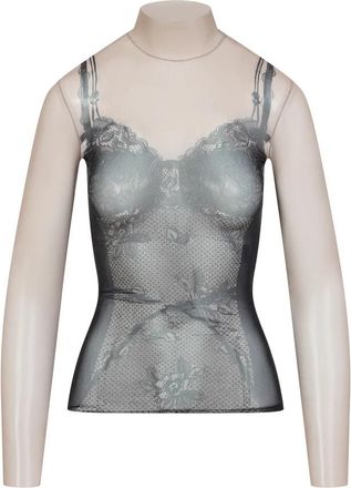 Balenciaga Trompe Loeil Lingerie Top - Dames - Longsleeves - Zwart - S - Tops