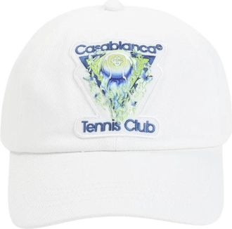 Casablanca Tennis Club Geborduurde Katoenen Baseballpet - unisex - Petten - Wit - ONE Size - Katoen - Accessoires