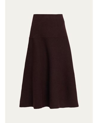 Moncler Wool-Blend Knit Midi A-Line Skirt