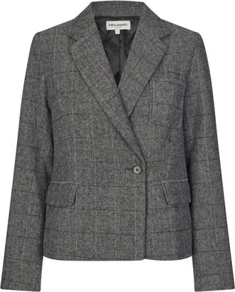 Lollys Laundry Jassen, Dames, Zwart, XL, Wol, Korte Grijze Wollen Blazer