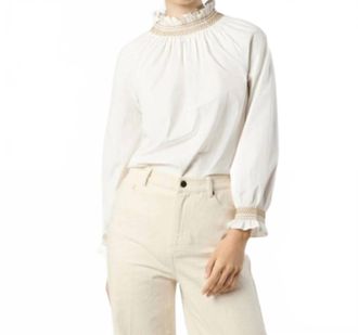 Ann Mashburn Phoebe Smocking Top In Ivory Poplin
