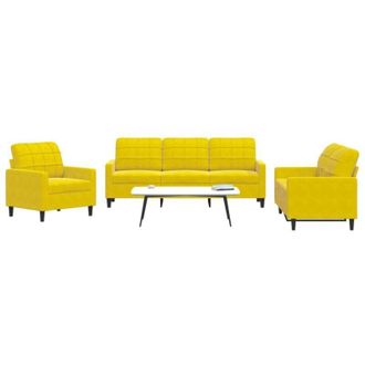 vidaXL Vidaxl - Juego De Sof&aacute;s Con Cojines 3 Piezas Terciopelo Amarillo