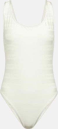 Balmain Logo striped swimsuit