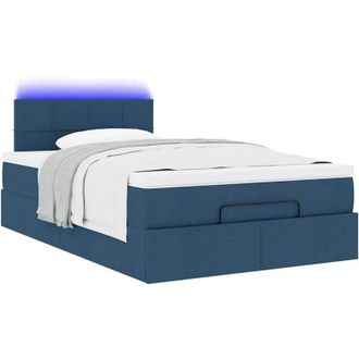 vidaXL Vidaxl - Cama Otomana Con Colch&oacute;n Y Luces Led Azul 120x200 Cm Tela