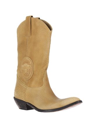 Versace Womens Boots Taupe Calf Leather
