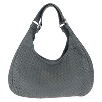 Bottega Veneta Pre-owned Shoulder Bags, female, Gray, Size: ONE SIZE Pre-owned Intrecciato Leather Shoulder Bag