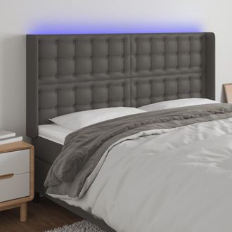 vidaXL Cabecero Con Led Cuero Sint&eacute;tico Gris 147x16x118/128cm Vidaxl