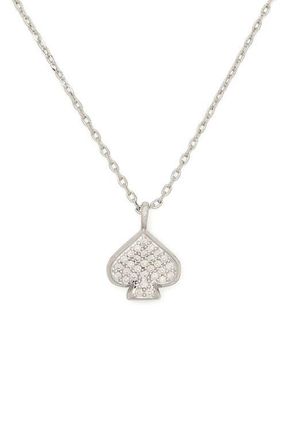 Kate Spade New York pav&eacute; crystal spade stud pendant necklace in Clear/Silver. at Nordstrom