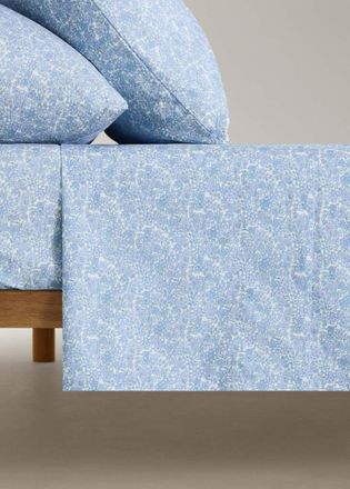 Mango Lenzuolo inferiore percalle di cotone fiori 90 cm blu - Home - Letto 90 cm - MANGO HOME