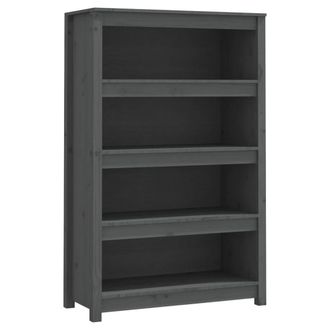 Berkfield Home Book Cabinet Grey 80x35x126 cm Solid Wood Pine | Size: 80 x 35 x 126 cm