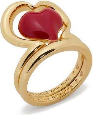 Kate Spade New York amour set of 2 heart rings in Dark Scarlet at Nordstrom, Size 7