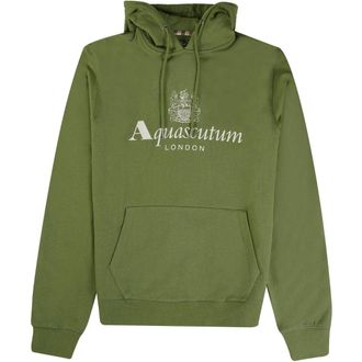 Aquascutum Mens Active Big Logo Green Hoodie Cotton - Size Medium