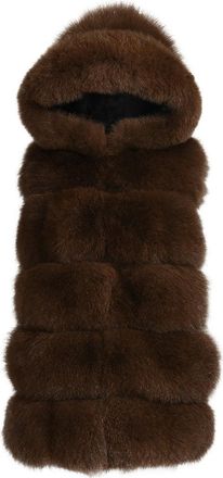Wanan Luxury Gilet Calere Marrone in Pelliccia di Volpe-Donna -Marrone